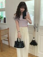 好温柔的香芋紫 露肩上衣