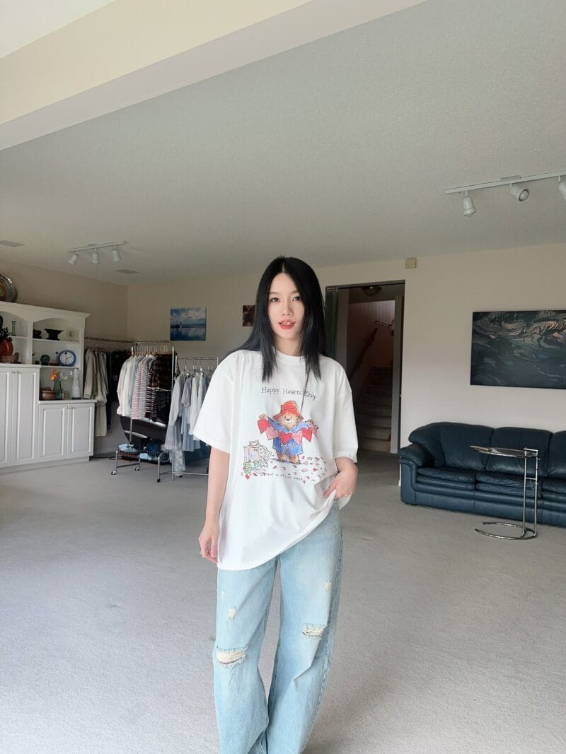 好可爱的绘画感图案 宽松tee