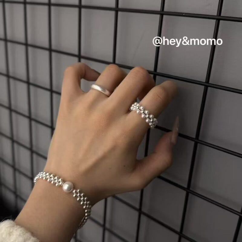 Hey & momo 多层珠珠+小圆球 戒指