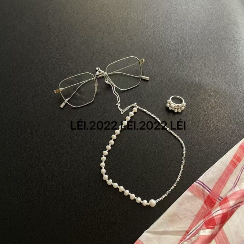 LÉI 天然淡水珍珠 + 碎纯银 项链长度35+35CM