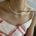 LÉI 天然淡水珍珠 + 碎纯银 项链长度35+35CM