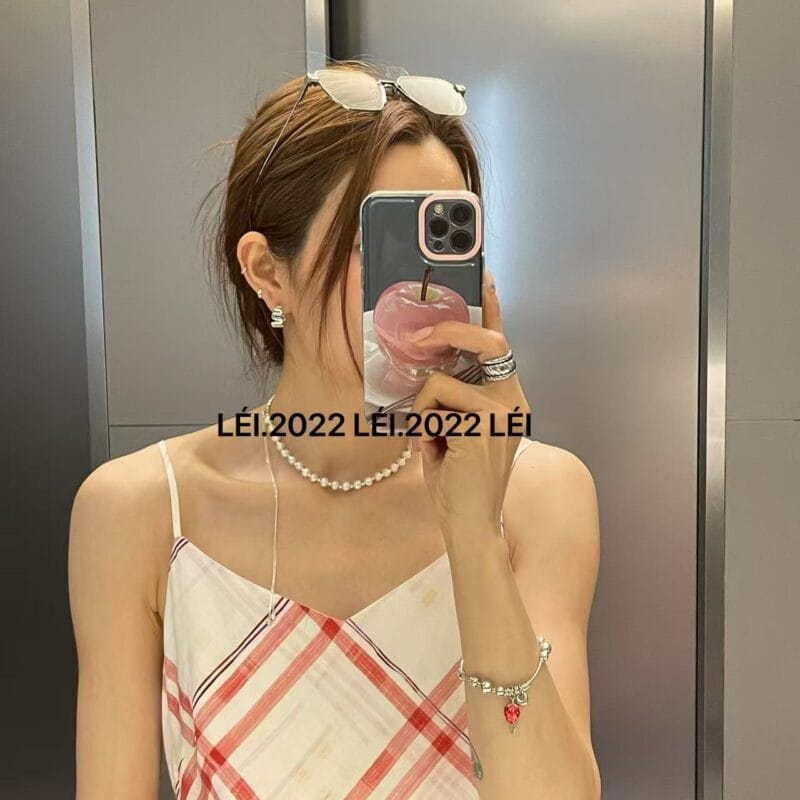 LÉI 天然淡水珍珠 + 碎纯银 项链长度35+35CM