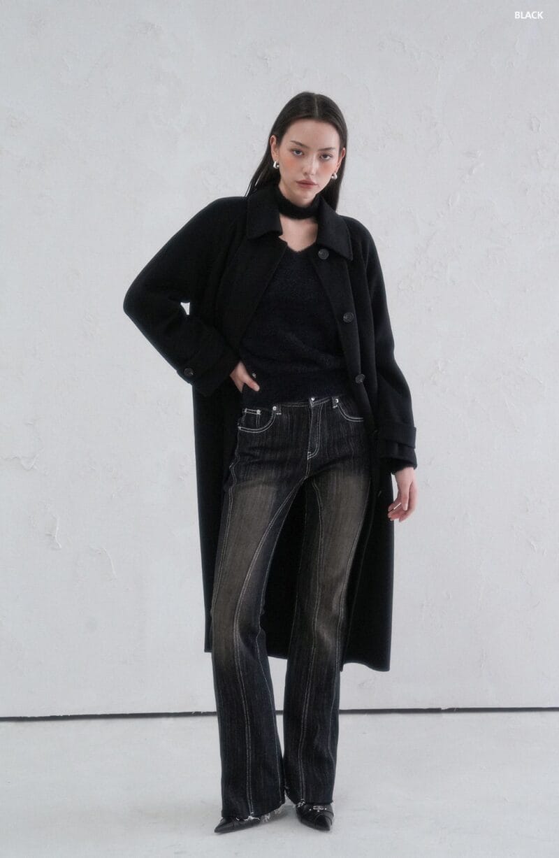 价格友好的双面手缝工艺 贵气的黑色大衣