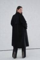 价格友好的双面手缝工艺 贵气的黑色大衣