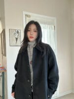 价格友好的双面手缝工艺 贵气的黑色大衣