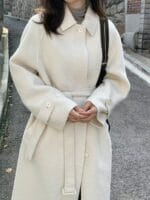 韩国欧尼气质千金感 双面苏力羊驼毛大衣 美死了