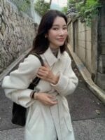 韩国欧尼气质千金感 双面苏力羊驼毛大衣 美死了