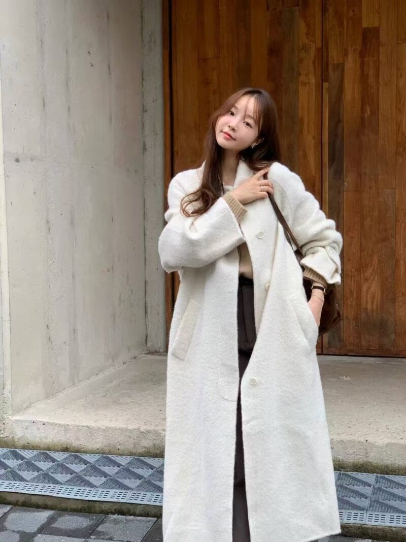 韩国欧尼气质千金感 双面苏力羊驼毛大衣 美死了