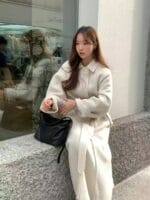 韩国欧尼气质千金感 双面苏力羊驼毛大衣 美死了