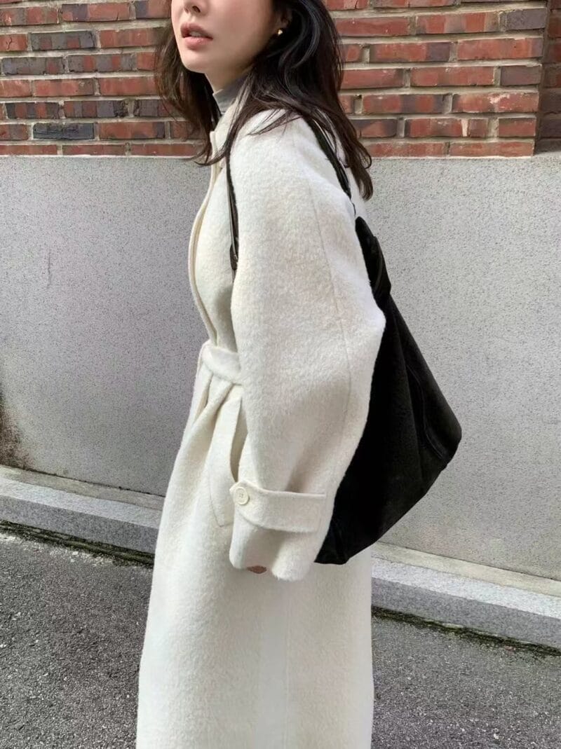 韩国欧尼气质千金感 双面苏力羊驼毛大衣 美死了