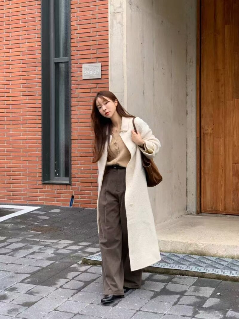 韩国欧尼气质千金感 双面苏力羊驼毛大衣 美死了