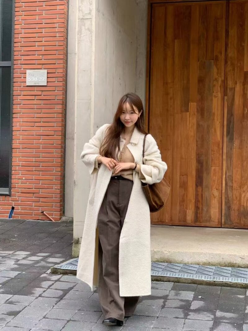 韩国欧尼气质千金感 双面苏力羊驼毛大衣 美死了