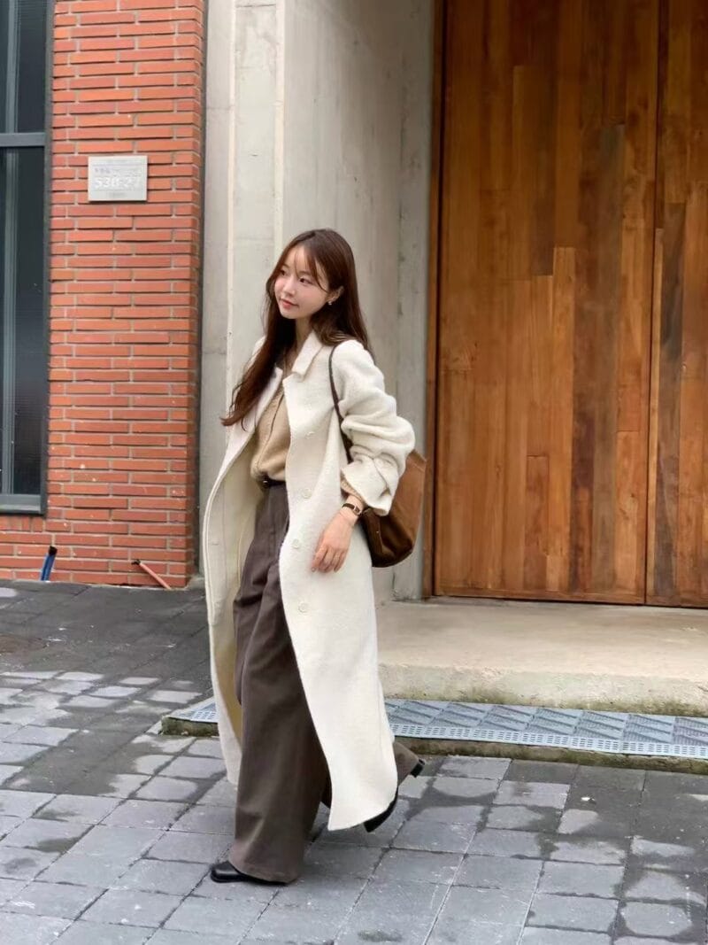 韩国欧尼气质千金感 双面苏力羊驼毛大衣 美死了