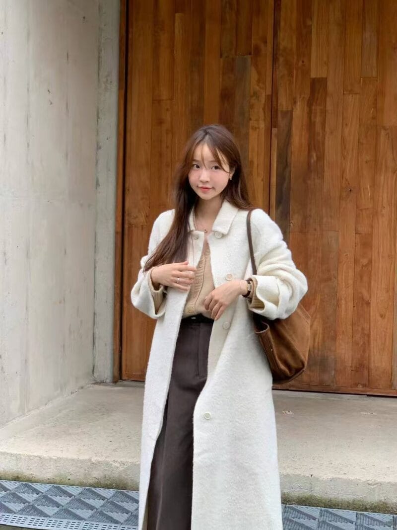 韩国欧尼气质千金感 双面苏力羊驼毛大衣 美死了