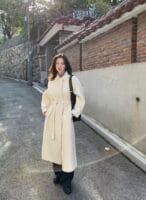 韩国欧尼气质千金感 双面苏力羊驼毛大衣 美死了