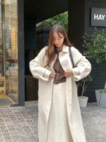 韩国欧尼气质千金感 双面苏力羊驼毛大衣 美死了