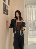 超酷的机车羊羔毛皮衣