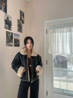 超酷的机车羊羔毛皮衣