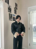 超酷的机车羊羔毛皮衣