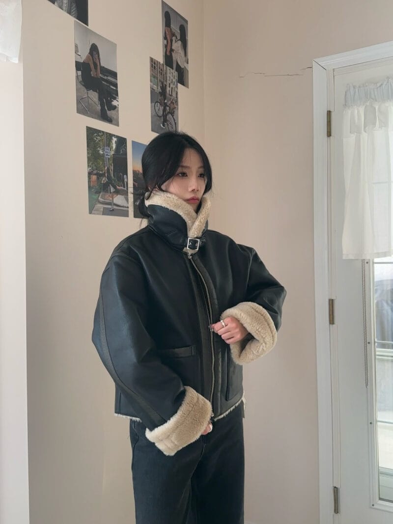 超酷的机车羊羔毛皮衣