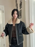 超酷的机车羊羔毛皮衣