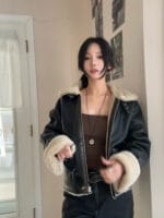 超酷的机车羊羔毛皮衣