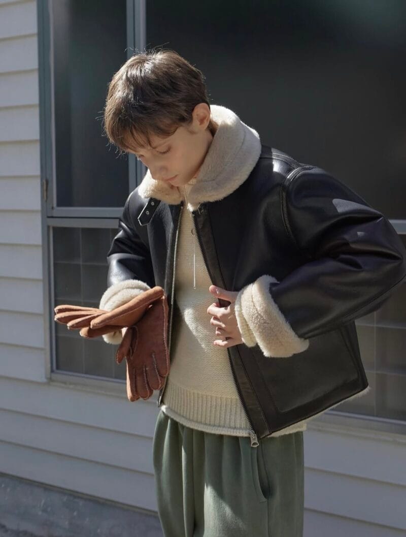 超酷的机车羊羔毛皮衣