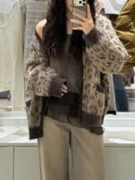 ins爆款豹纹毛衣 超级提气色