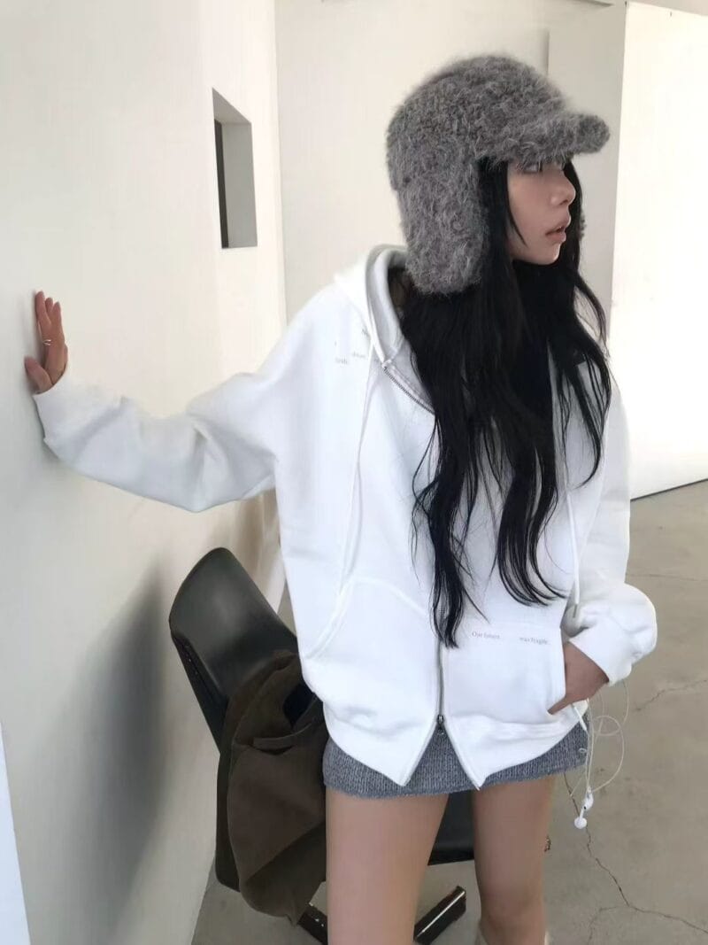 清冷感韩女加绒卫衣 太有慵懒感的氛围了 三个颜色