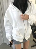 清冷感韩女加绒卫衣 太有慵懒感的氛围了 三个颜色