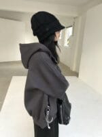 清冷感韩女加绒卫衣 太有慵懒感的氛围了 三个颜色