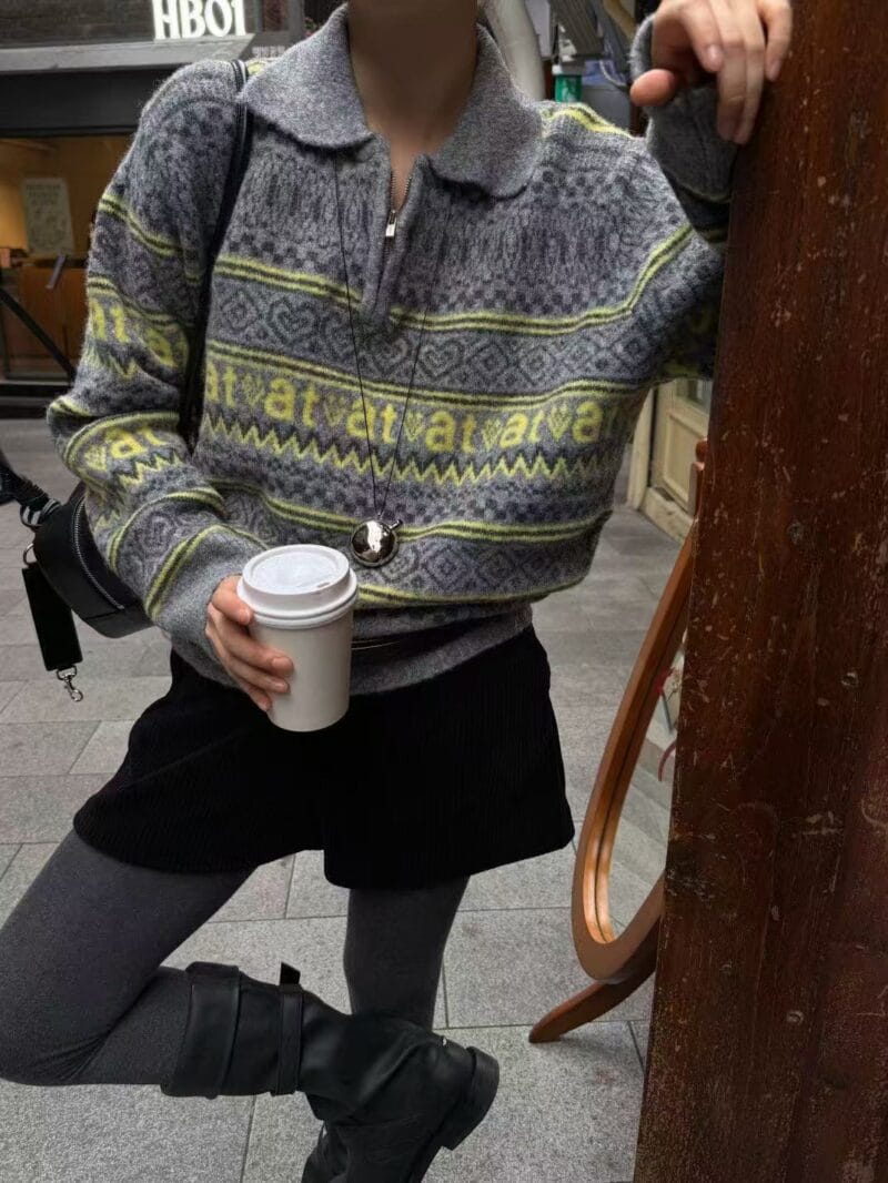 绝美的撞色不浮夸的费尔岛毛衣