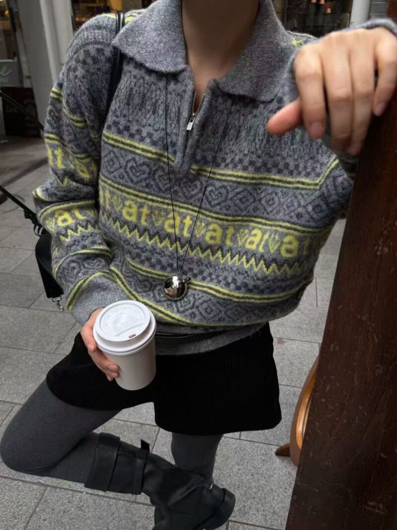 绝美的撞色不浮夸的费尔岛毛衣