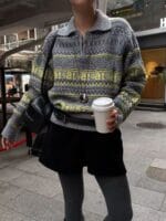 绝美的撞色不浮夸的费尔岛毛衣