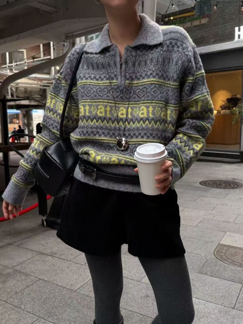 绝美的撞色不浮夸的费尔岛毛衣