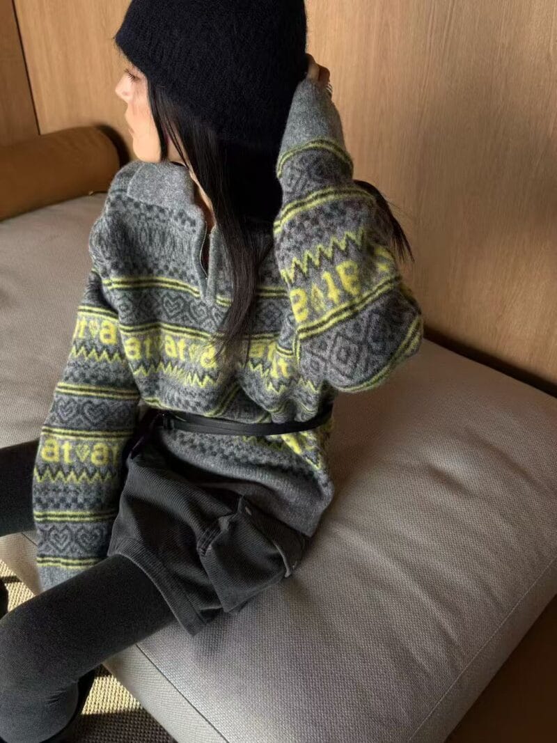 绝美的撞色不浮夸的费尔岛毛衣