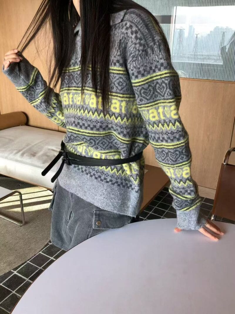 绝美的撞色不浮夸的费尔岛毛衣