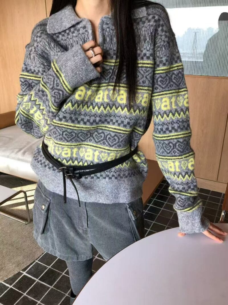 绝美的撞色不浮夸的费尔岛毛衣