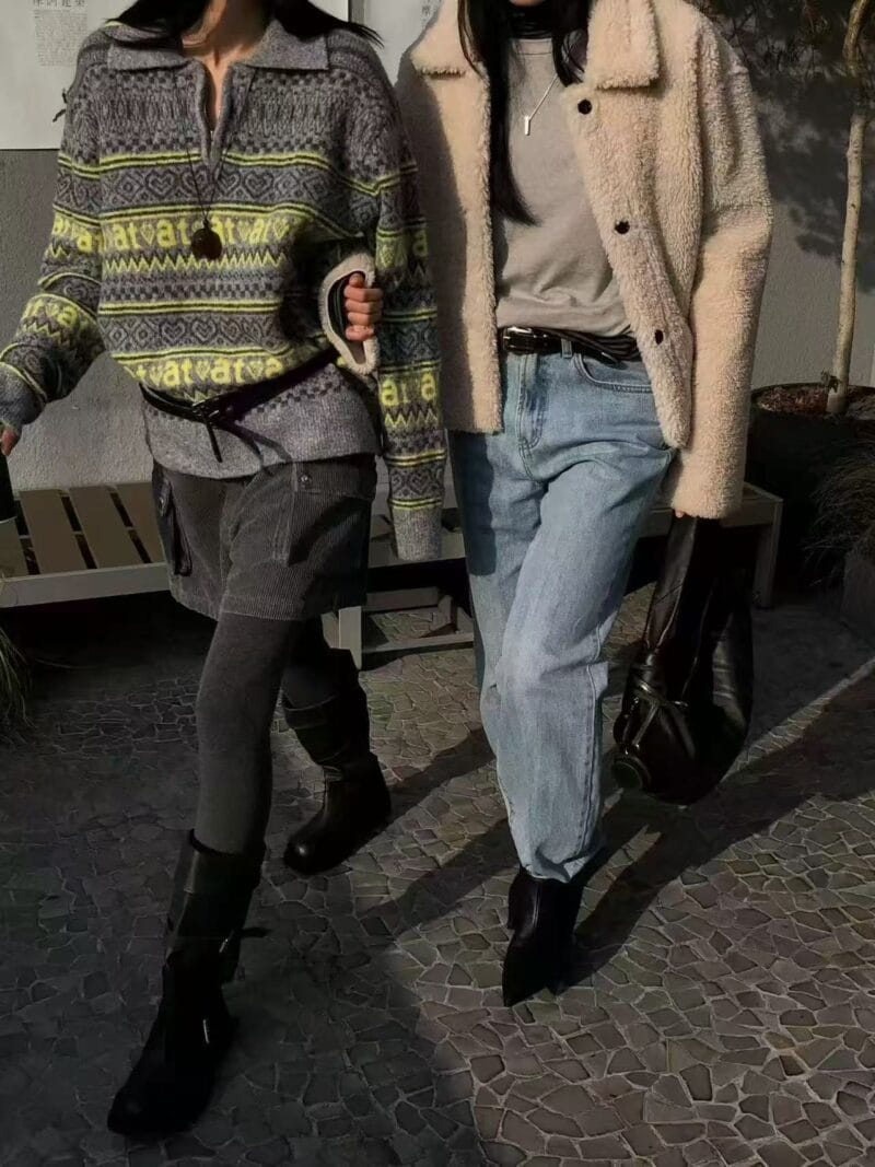 绝美的撞色不浮夸的费尔岛毛衣