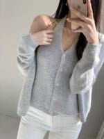 韩女严选温柔又性感 还极具保暖性的上衣两件套 两个颜色