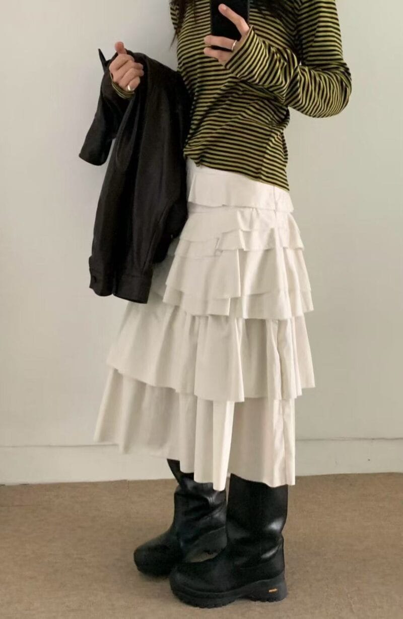 韩国爆款！搭配任何衣服都能穿出时髦层次感的不规则半身裙