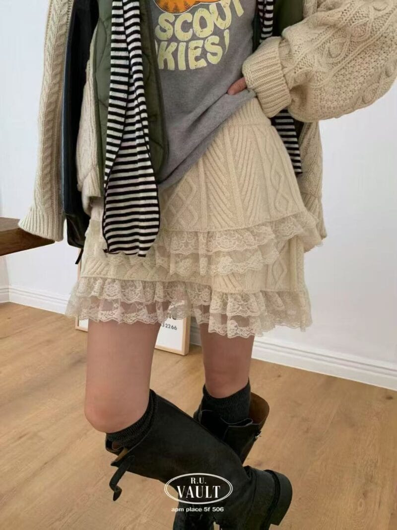 冬天也能甜美层次感穿搭半身裙