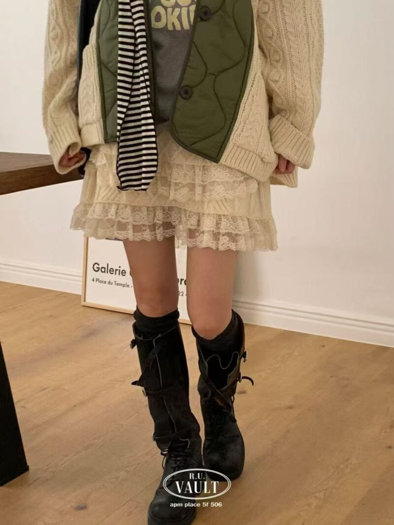 冬天也能甜美层次感穿搭半身裙