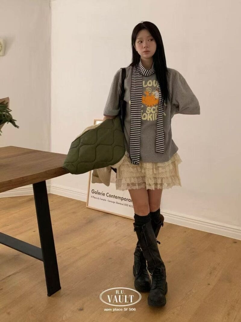 冬天也能甜美层次感穿搭半身裙