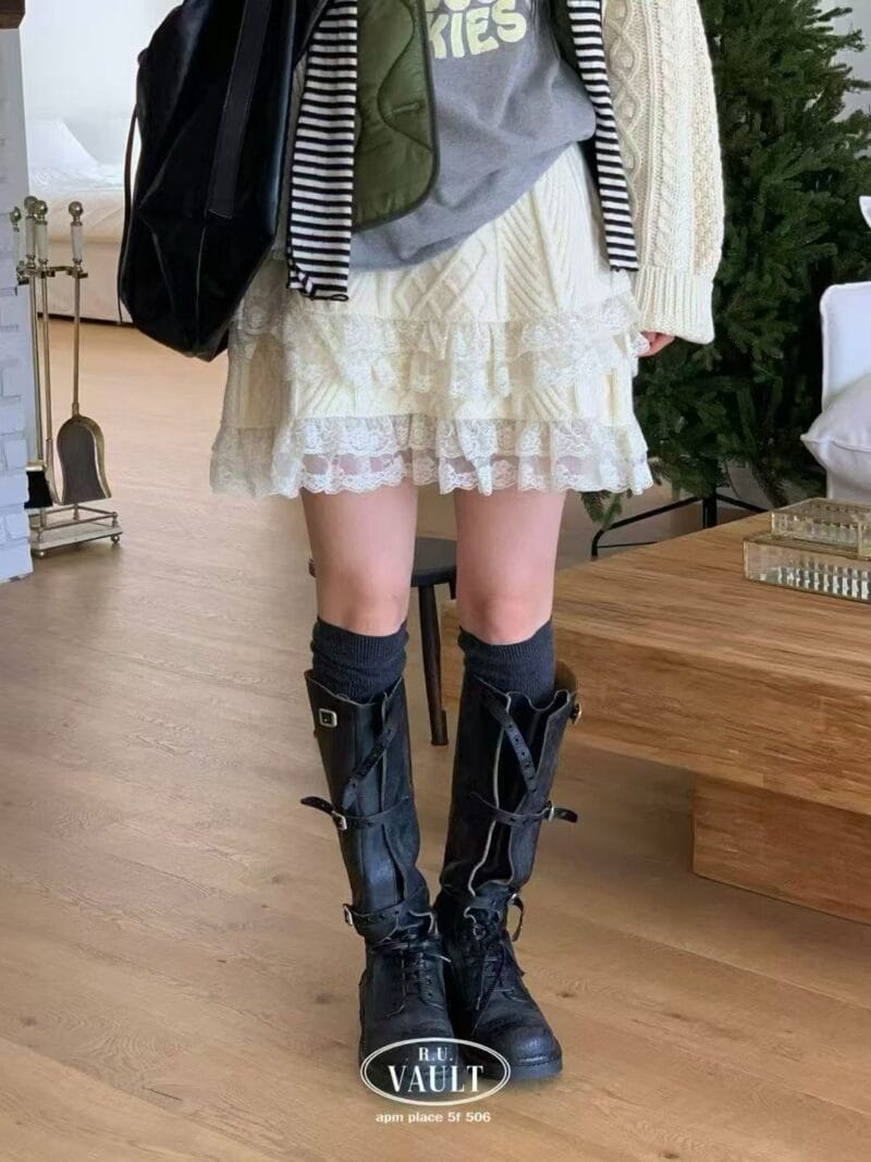 冬天也能甜美层次感穿搭半身裙