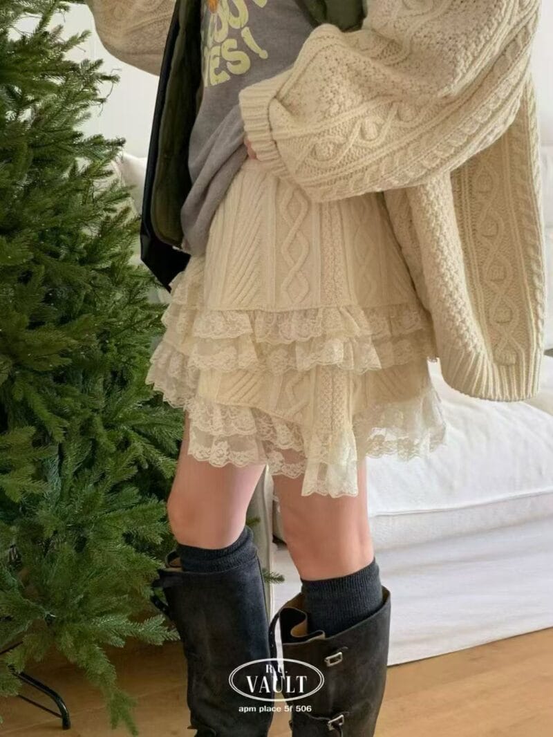 冬天也能甜美层次感穿搭半身裙