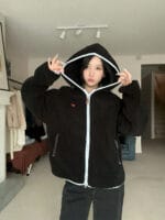 Cherry basic fleece hoodie jacket