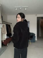 Cherry basic fleece hoodie jacket
