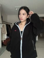 Cherry basic fleece hoodie jacket