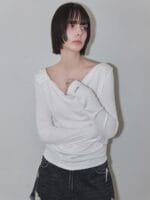RENSE Side Shrring Draped Tee Ivory
